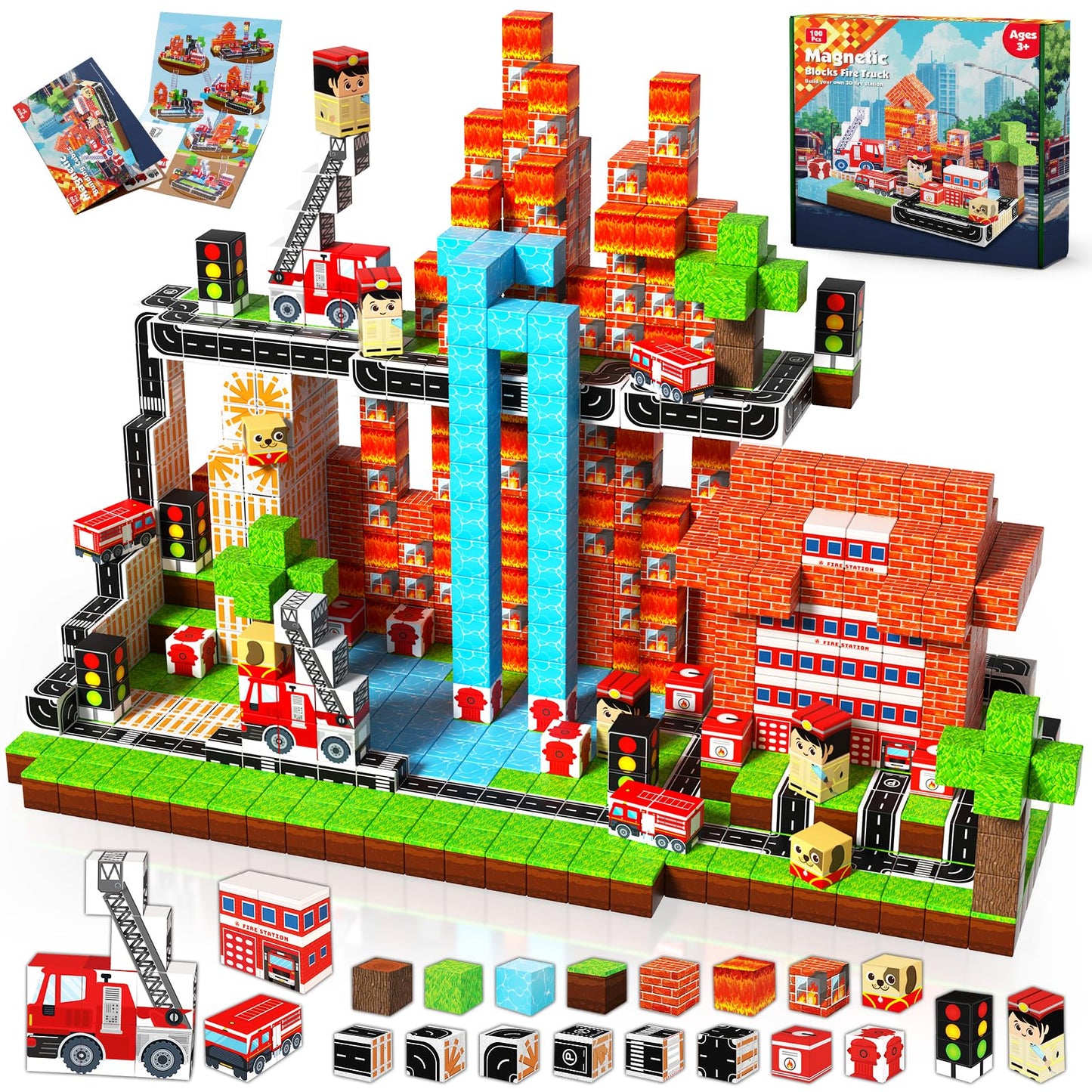 Goody King Magnetic Building Blocks | 100Pcs Magnet Building Cube Game, Constructions Toys For Boys & Girls Age 3-4,5-8 9 10,Ste