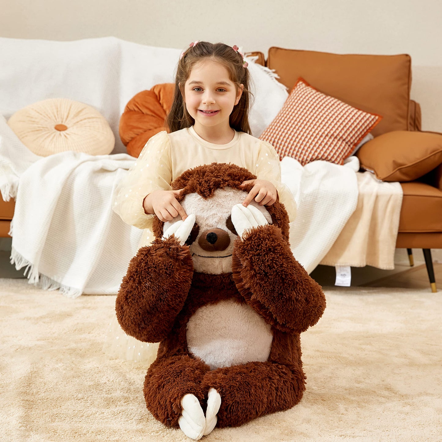 Ikasa Giant Sloth Stuffed Animal Hanging Three Toed 30' Plush Toy,Large Big Jumbo Soft Toys,Huge Size Cute Fluffy Plushy Plushie,Gifts For Kids