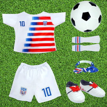 Wondoll 18-Inch-Doll-Clothes And Accessories - Wondoll World Cup Team Usa 18'' Soccer Uniform Outfits Includes Headband,Shirt,Shorts, Socks,Shoes And Football