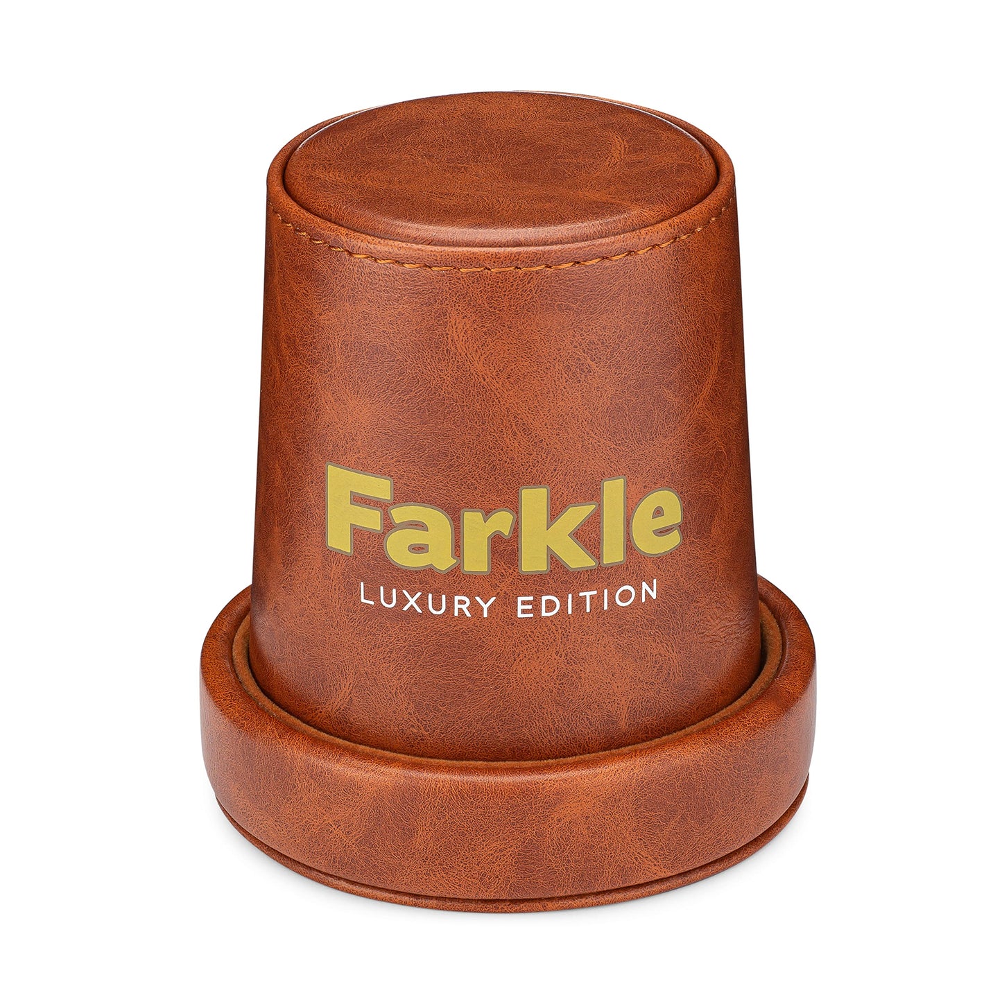 RNK Gaming Farkle Travel Luxury Edition Game - Brown PU Leather Dice Cup