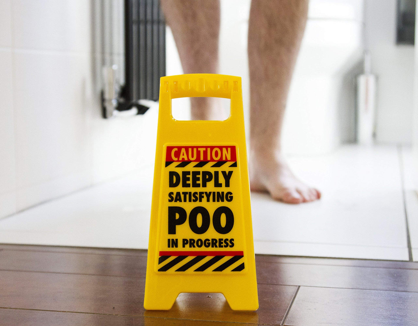 Boxer Gifts Poo Warning Sign - Funny Gag Gift for Men - Plastic - Yellow - Model DK1005 - One Size