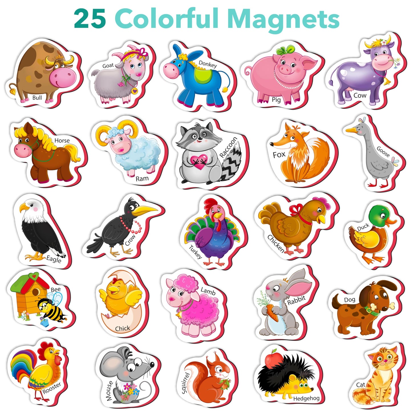 Little World Large Set Of 25 Foam Fridge Magnets For Toddlers 1-3 - Refrigerator Magnets For Kids - Baby Magnets For Refrigerato