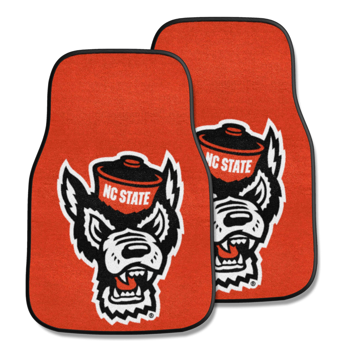 FANMATS 23976 NC State Wolfpack Front 2-Piece Team Logo Carpet Car Mat Set, Front Row Automotive Floor Mats, Non-Slip Backing, T