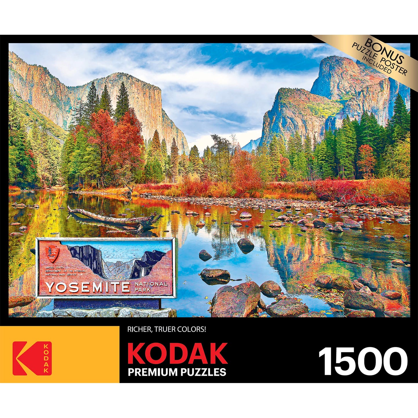 RoseArt - Kodak Premium - El Capitan and Merced River in Autumn, Yosemite National Park - 1500 Piece Jigsaw Puzzle for Adults