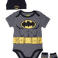Dc Comics Batman Baby Clothes 3-Piece Set With Bodysuit, Baby Hat, And Baby Socks - Batman Baby Gift Set (Black/Yellow, 3-6M)