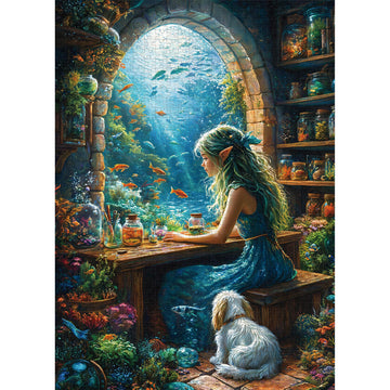 Puzzles for mature-themeds 1000 Pieces  Ocean Sea Girl Fantasy Puzzle for mature-themeds  Hard Jigsaw Fairy Puzzles with Letters on Back  1000 Piece mature-themed Puzzle with Fish & Coral for Gift  27.6 X 20.5 1:1 Poster