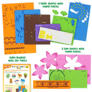 Imagimake Mapology National Symbols Of India - Construction Set - Make 7 Models - Educational Toys For 5 Years+, 70 Pieces,Multi