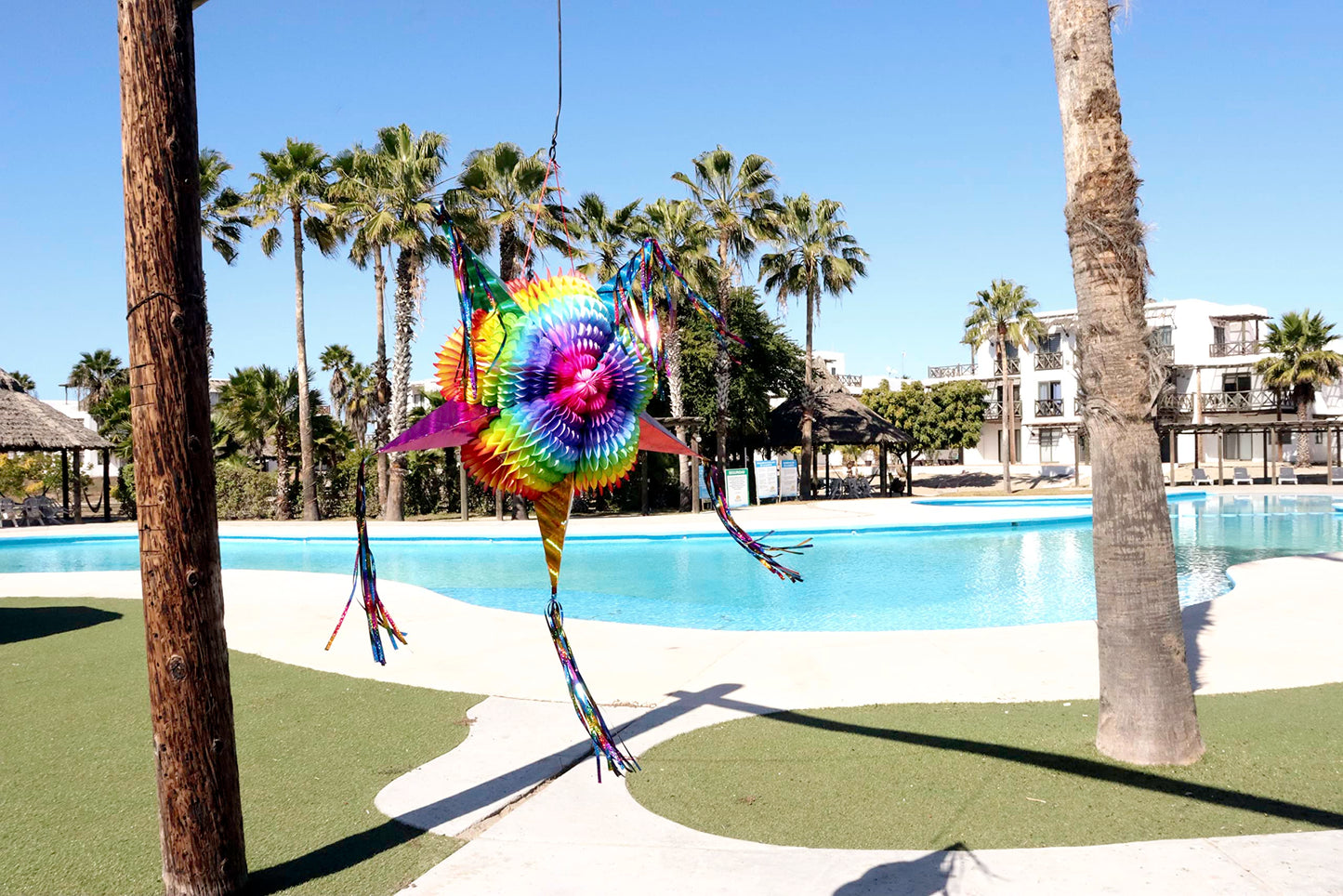 Celly Party Mexican Star Pinata, Rainbow Colorful 32 Inch Large Foldable Pinata for Birthdays, Cinco de Mayo, Halloween, Festiva