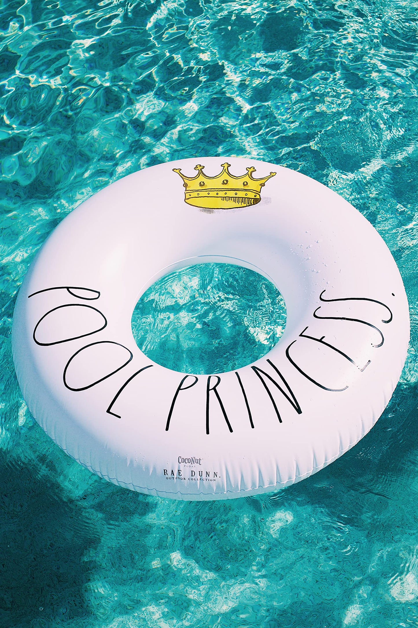 Rae Dunn x CocoNut Float Pool Princess Ring Float - mature-themed Size Large 48 Inch Inflatable Raft & Durable Water Inner Tube - Stable Ride-On for Summer Parties & Swim Events (Pool Princess.)