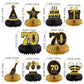 Gexolenu 10 Pcs 70Th Birthday Honeycomb Centerpieces Gold Black Cheers To 70 Years Birthday Centerpieces Tables Toppers For 70Th