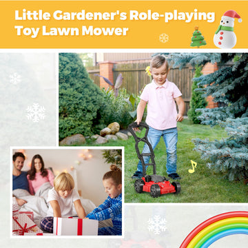 Toy Choi's Kids Lawn Mower - Red Plastic Outdoor Push Toy, Model T1810, Preschool Gardening Tool for Boys & Girls