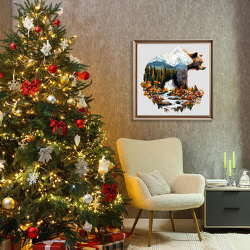 Wooden Puzzles for mature-themeds - Bear and Nature Wooden Jigsaw Puzzle - Unique Animal Shaped Wood Puzzles mature-themed - Christmas Birthday Gifts for mature-themeds/Friends/Family - 240pcs 13.3 * 13.5in