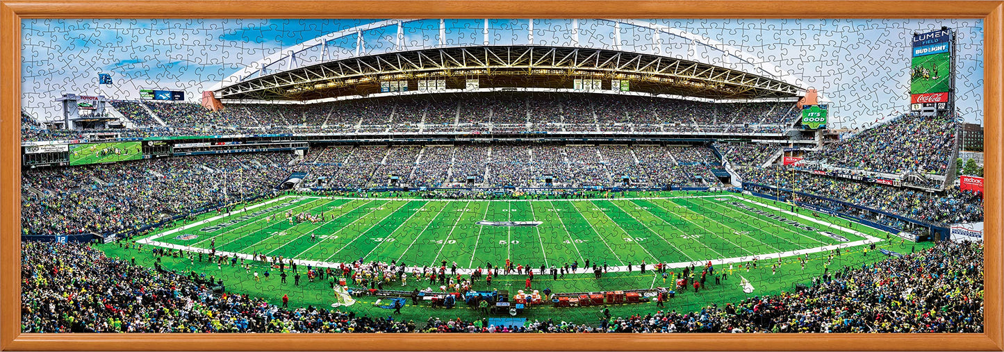 Masterpieces 1000 Piece NFL Seattle Seahawks Jigsaw Puzzle - Panoramic 13"x39" - Recycled Materials, Team Color, Model SES1031