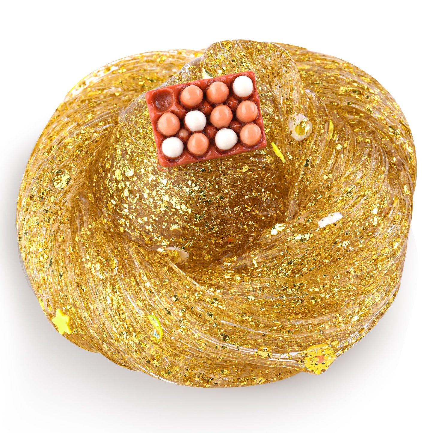 Okaybee Egg Gold Foil Slime, Good Stretchy & Non-Sticky Clear Slime, Slime Party Favors For Kids, Slime Sensory Toys For Birthda