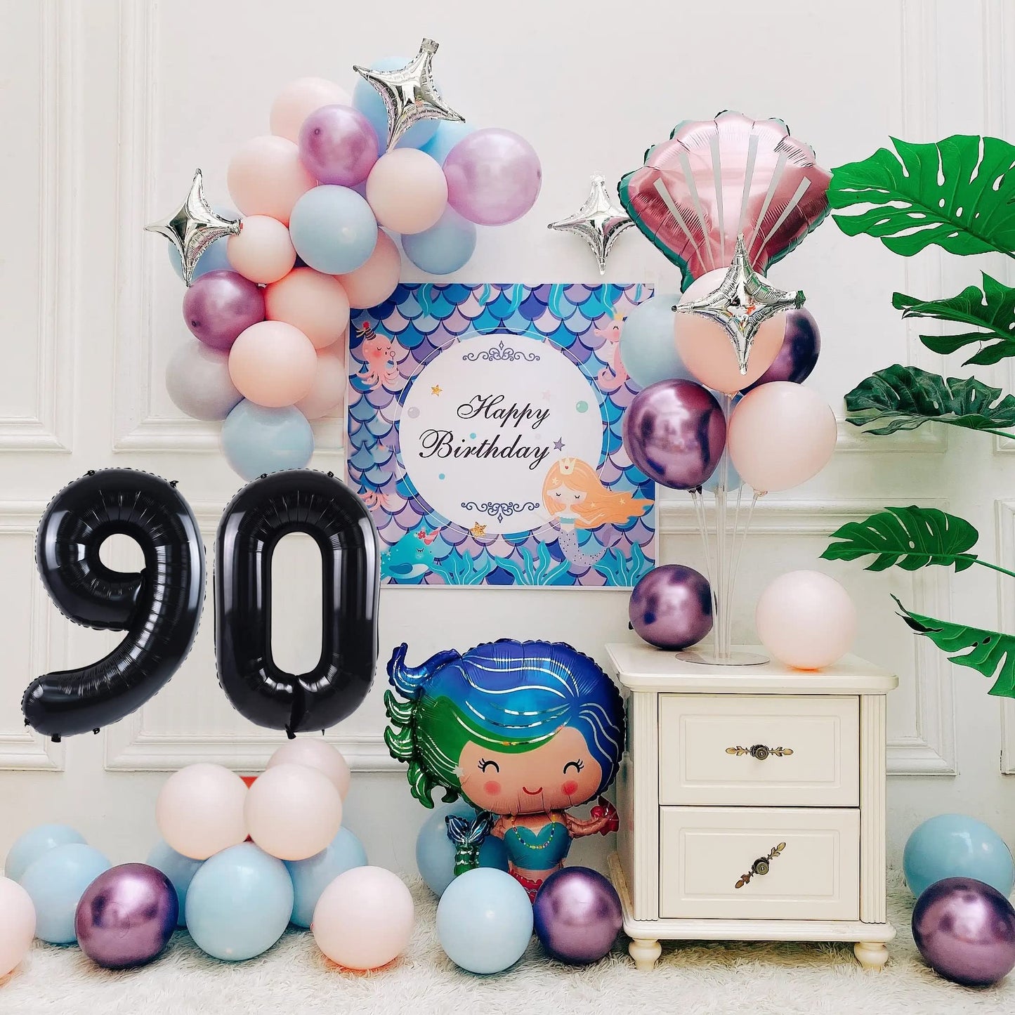 Smlpuame 40 Inch Number Balloon 0-9 Black Large Number 90 Balloons,Digital Balloons For Birthday Party Celebration Decorations S