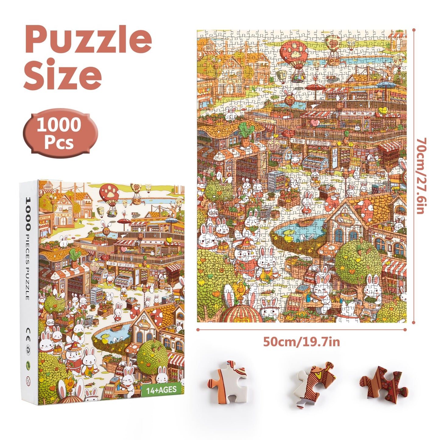 Bunny Town Puzzles for mature-themeds 1000 Pieces  Family Game  27.6 x 19.7 inches  Challenging Family Activity Perfect for Game Nights  Pieces Fit Together Perfectly