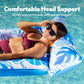 Sloosh Inflatable Pool Floats Adults - Large Pool Float Tanning Raft With Headrest, Keep Cool Above Water Swimming Pool Floaties