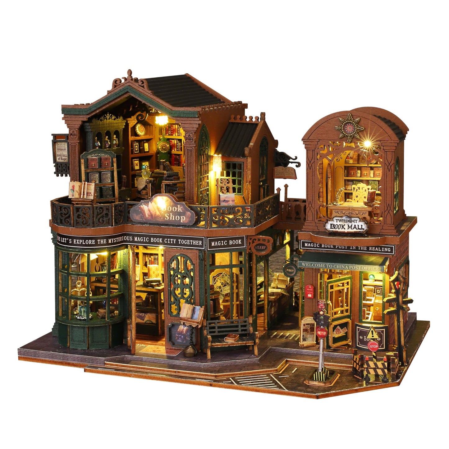 RHZN Miniature House Kit  Dollhouse Kit  Miniature Kit  DIY Mini House Building Kit for mature-themed Teen  Book Shop