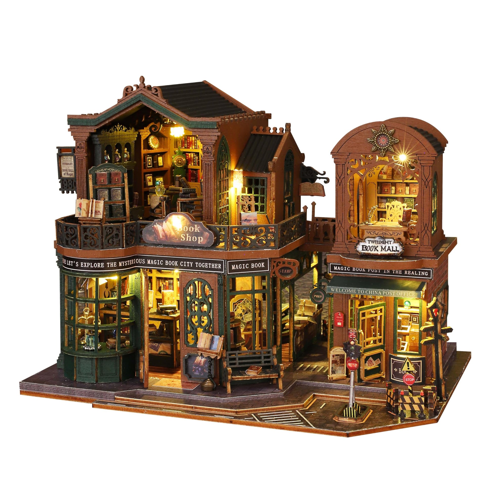 RHZN Miniature House Kit  Dollhouse Kit  Miniature Kit  DIY Mini House Building Kit for mature-themed Teen  Book Shop