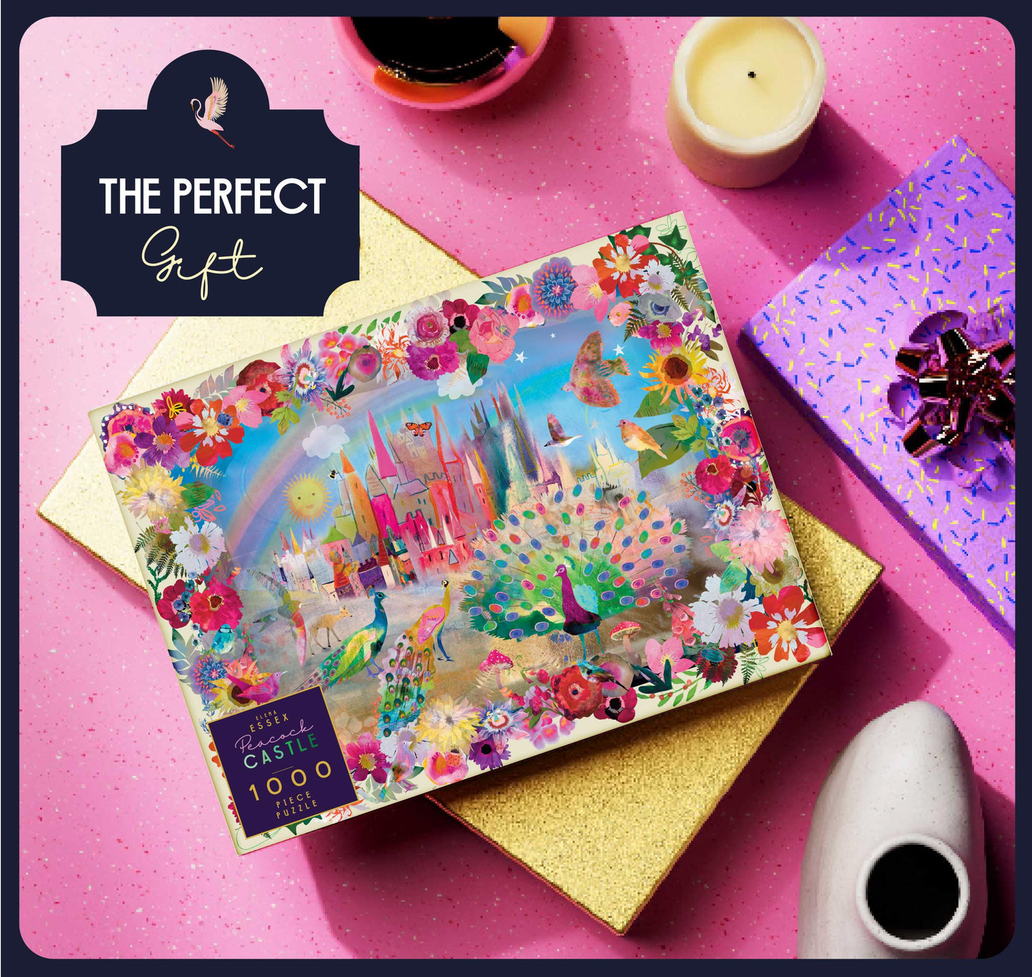 Elena Essex Jigsaw Puzzles 1000 Pieces - Peacock Castle  Puzzles for mature-themeds 1000 Pieces  1000 Piece Puzzle  Colorful Cool Dream Art Magical Puzzle  Size 28x20 inches