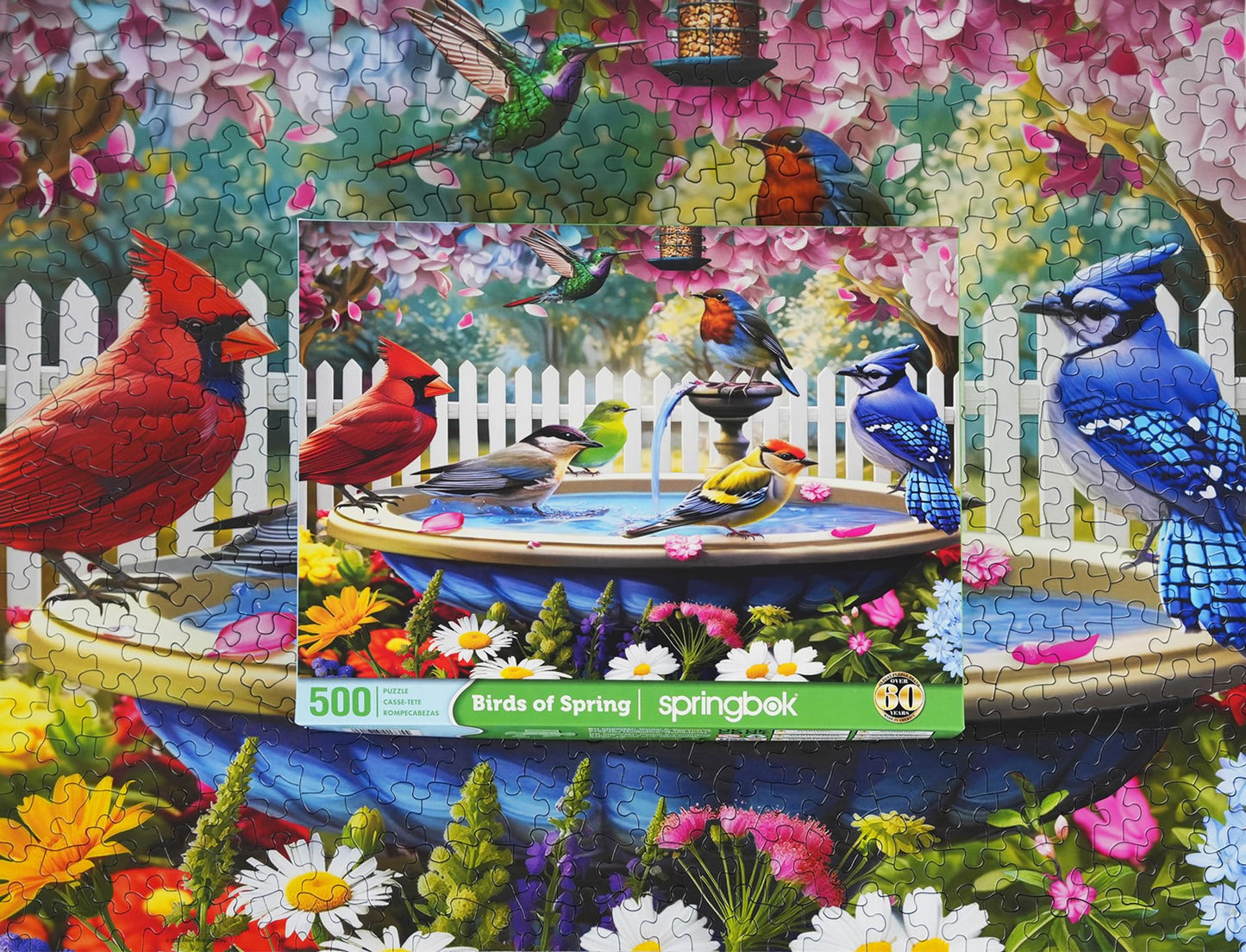 Springbok Birds of Spring 500 Piece Puzzle for mature-themeds - Features North American Wildbirds