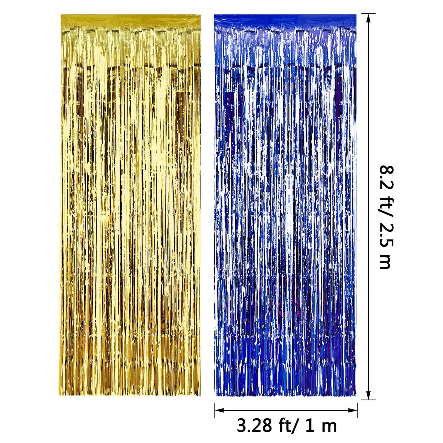 Sumind 4 Pack Foil Curtains Metallic Fringe Curtains Shimmer Curtain for Birthday Wedding Party Christmas Decorations (Blue and