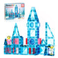 Picassotiles 71Pc Mini Diamond Series Winter Ice Theme Magnetic Tile Building Blocks 2 Character Action Figures Travel Size On-T