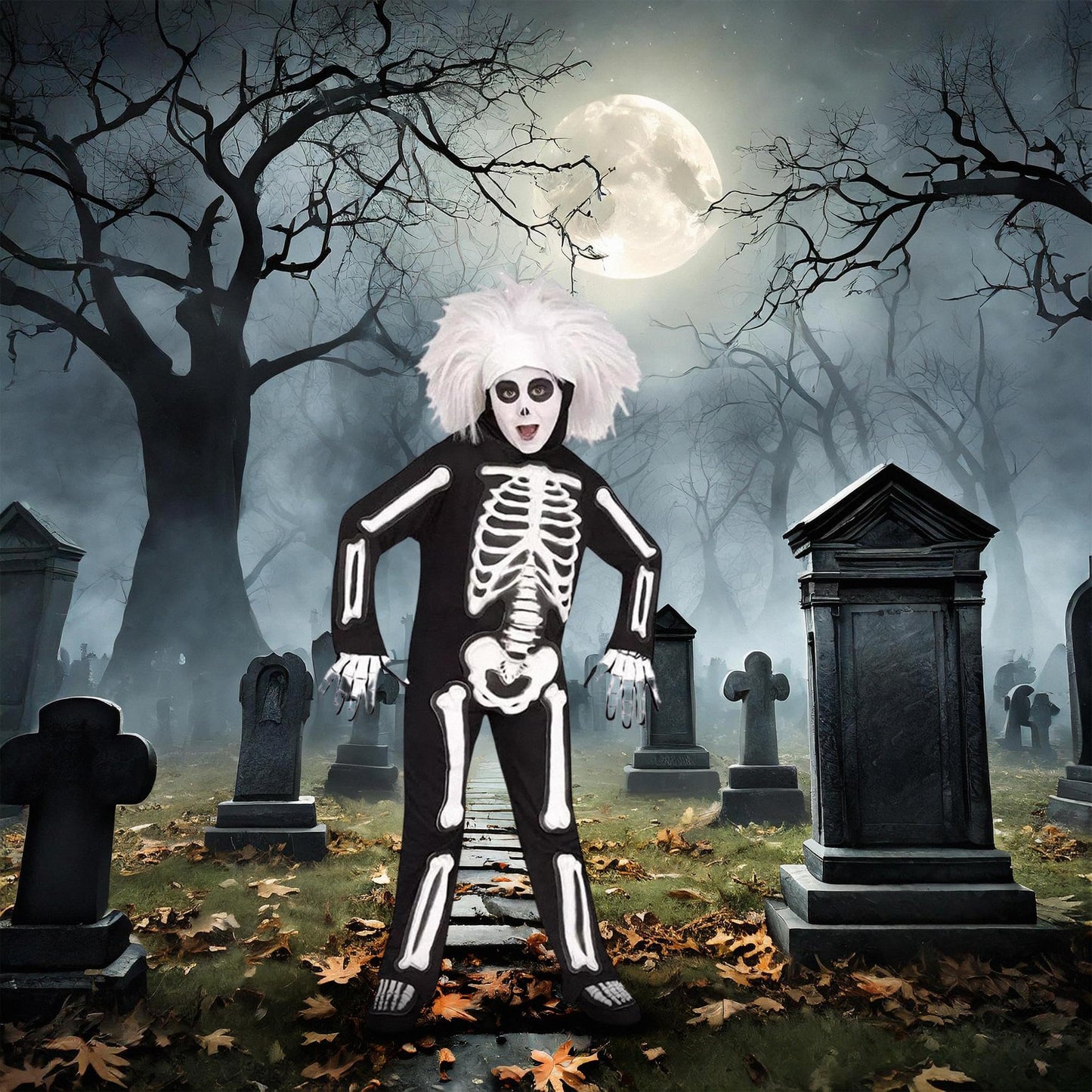 Saturday Night Live David S Pumpkins Beat Boy Skeleton Child Costume - Medium 8/10