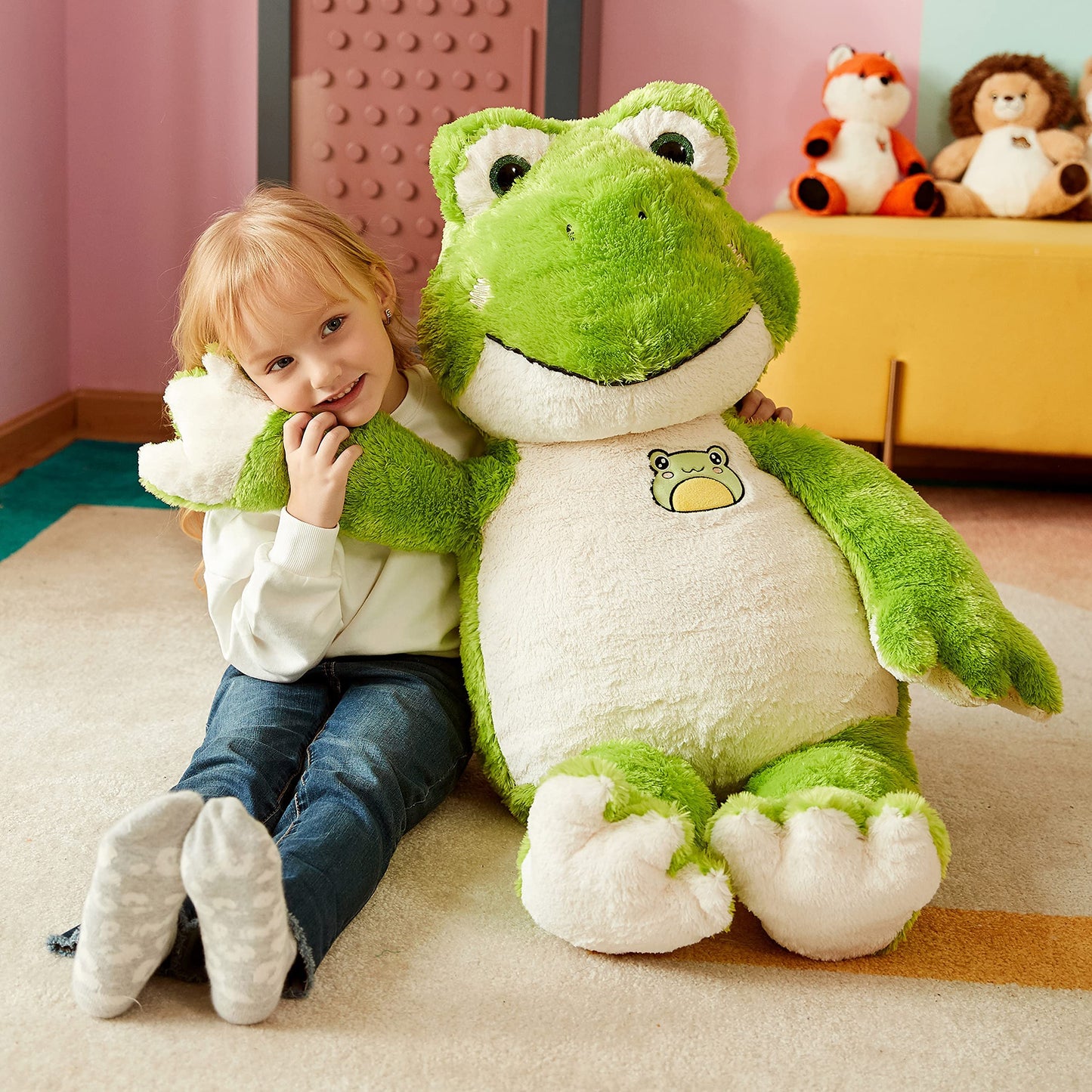 Ikasa Giant Frog Stuffed Animal Plush Toy, 30'' Large Huge Cute Jumbo Soft Toys For Kids Girls Boys,Gifts For Kids