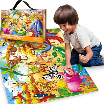 Quokka Giant Floor Puzzles For Kids Ages 3-5 - 2X3 Feet 48 Piece Puzzles For Kids Ages 4-8 - Educational Toys On Large Puzzles For Boys And Girls Ages 3-5 - Africa Toy Gift Activities