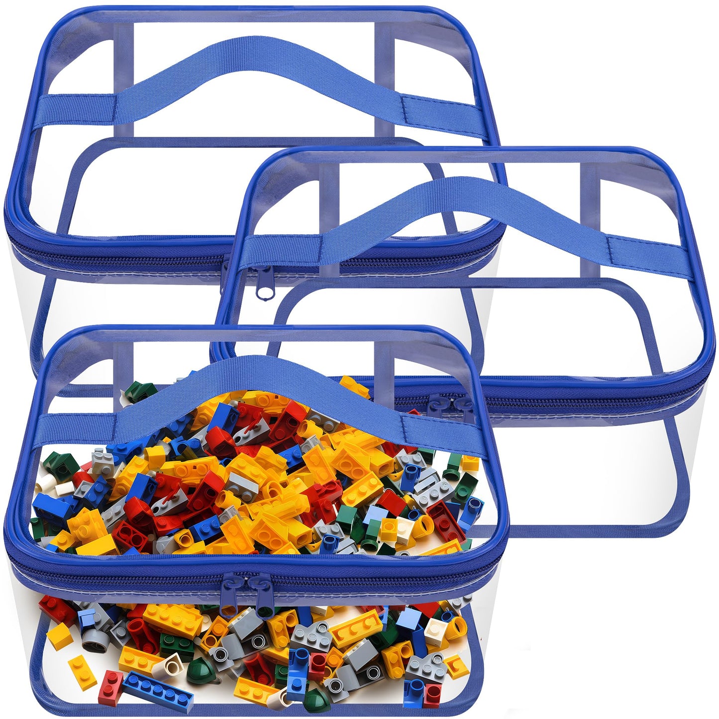3 Packs Clear Toy Storage Bags- 9.4 X 6.7 X 4.3 Inch Transparent Pvc Toy Organizing Bags With Zipper- Waterproof Toy Storage Org