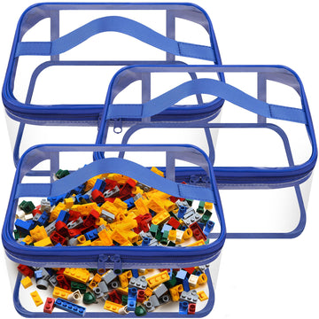 3 Packs Clear Toy Storage Bags- 9.4 X 6.7 X 4.3 Inch Transparent Pvc Toy Organizing Bags With Zipper- Waterproof Toy Storage Org
