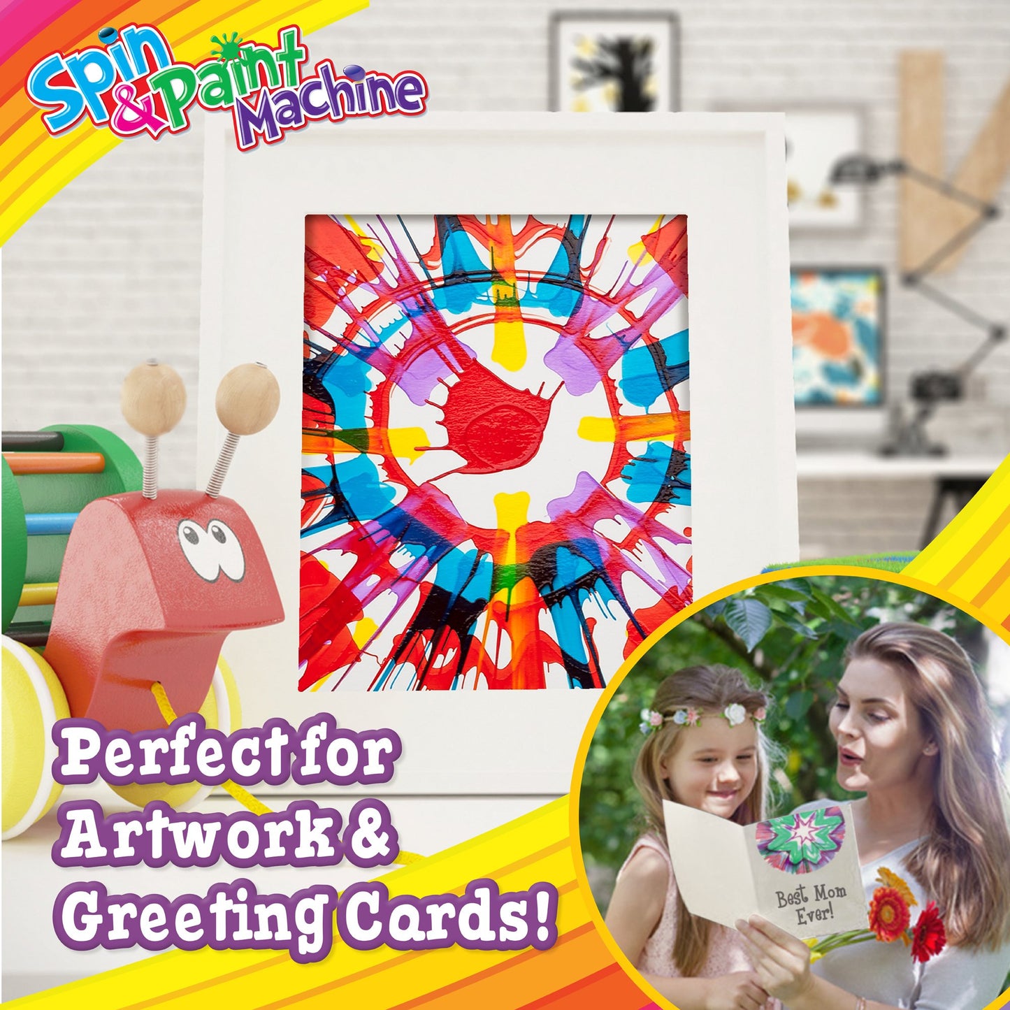 Creative Kids Spin & Paint Art Kit - Multicolor Spinning Art Machine for Ages 6+ - Great Christmas Gift