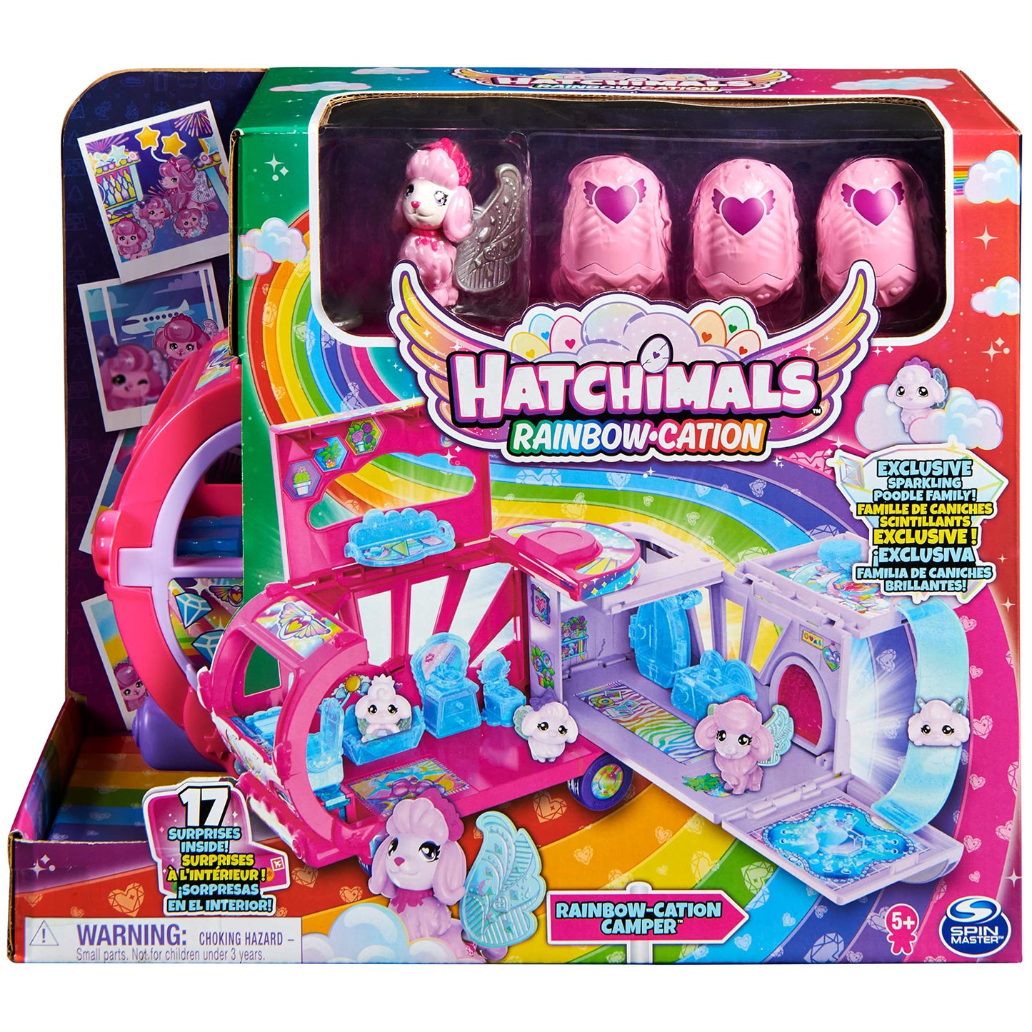 HATCHIMALS - Surprise Family Rainbow Camper Car Playset - Transformable Camper Van for New Adventures with Collectable Hatchimal