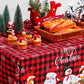 Tiamon Fabric Christmas Tablecloth Table Cover for Rectangle Table, Washable Snowman Santa Claus Table Cloth Decorations for Xma
