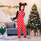 Rabtero Kids Hooded Animal Onesie Costume, Toddlers Mouse Costume, Unisex Red And White Polka Dot One Piece Pajamas, Halloween/Christmas/Carnival Cosplay Costume For Kids 6-8
