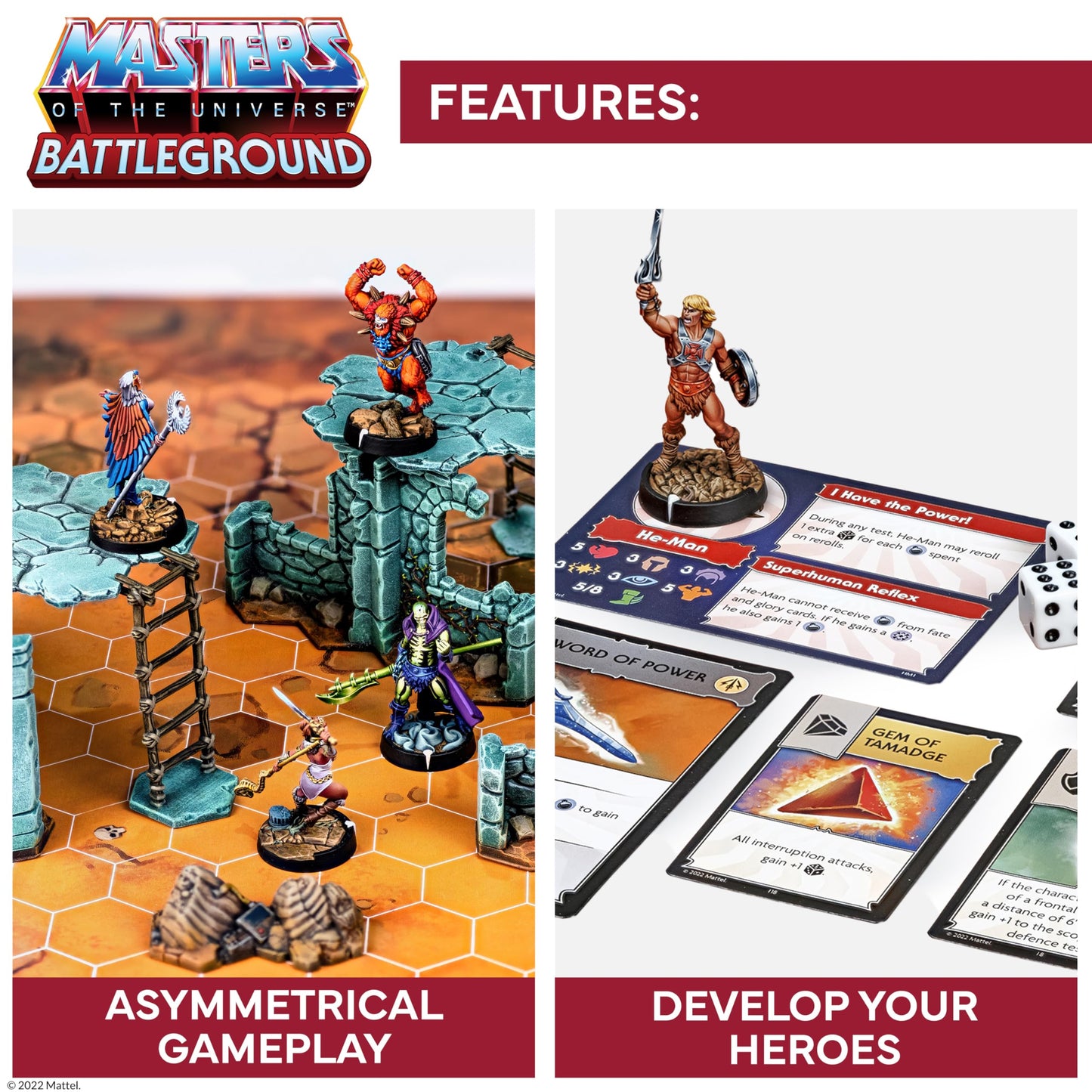 Masters of The Universe Battleground Expansion Set Wave 1 Motu Faction - Includes Warrior Goddess Teela and Sorceress Miniatures