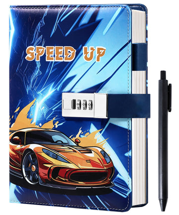 Cagie Diary With Lock For Teens Who Like Supercar, Gifts For Teen Girls And Boys 12-18 Securely Guard Secrets Journal With Lock, 5.5 X 8.1 Inch Refillable Diary With Pen