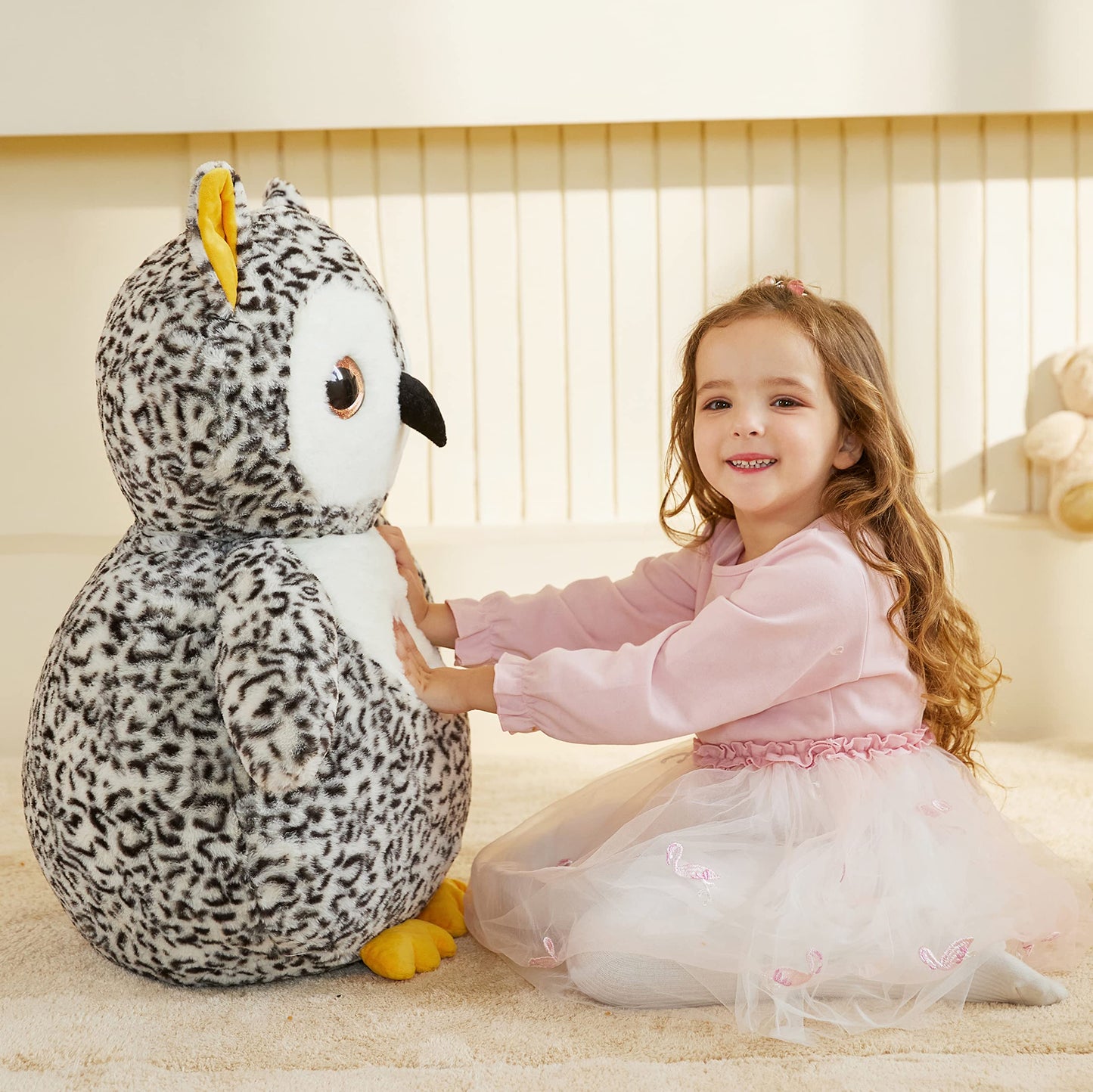 Earthsound Giant Owl Stuffed Animal Plush Toy,Large Owl Cute Jumbo Soft Toys,Big Size Huge Fluffy Plushy Oversized Fat Plushie,G