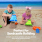 Sloosh 3-Pack Collapsible Sand Toys - Square Foldable Pail Silicone Beach Water Bucket With 3 Shovels For Sandbox Play, Party In