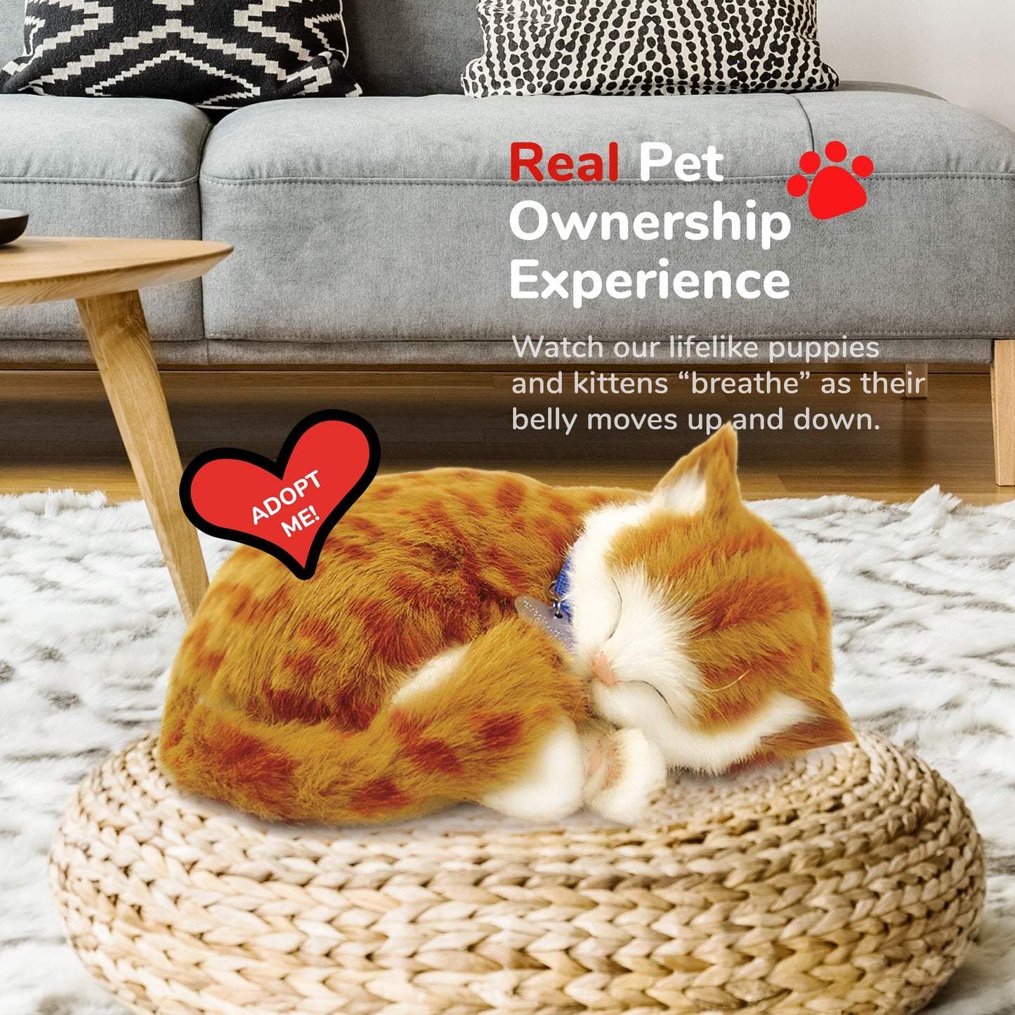 Perfect Petzzz - Original Petzzz Orange Tabby Cat, Realistic Lifelike Stuffed Interactive Pet Toy, Companion Pet With 100% Handcrafted Synthetic Fur