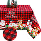 Tiamon Fabric Christmas Tablecloth Table Cover for Rectangle Table, Washable Snowman Santa Claus Table Cloth Decorations for Xma