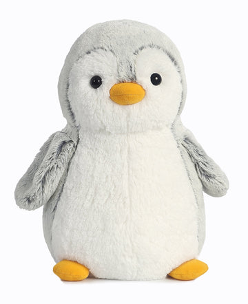 Aurora® Playful Pompom Penguin™ Stuffed Animal - Vibrant Companions - Endless Fun - Gray 11.5 Inches