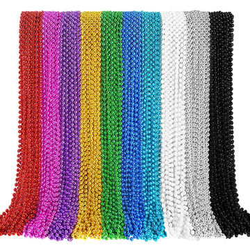YAXINRUI 150 PCS Mardi Gras Beads, Party Beads Necklaces for Mardi Gras, Christmas, St. Patrick's Day, Beads Party Favors, Metal