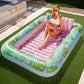 Sloosh Xl Inflatable Tanning Pool Lounger Float For Adults, 85' X 57' Extra Large Suntan Tub Pool Floats Sun Tan Tub Ice Bath Tub Tanning Bed Blow Up Pool Raft Lounge Floatie, Xl-Cyan Pink
