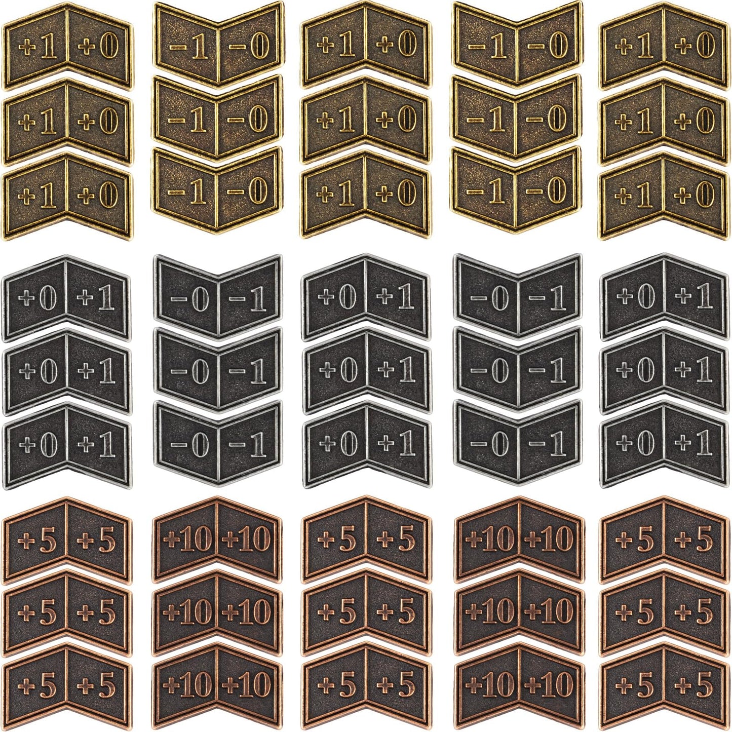 45 Pieces Antique Metal Buff Counter Tokens Magic The Gathering Token Creature Stats Or Loyalty Counters For Mtg Ccg Card Gaming Accessories With Velvet Bag