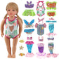 18'' Doll Swimwear Bundle (9 Sets) | Mermaid Tail & Bikini Outfits With Hair Accessories | Summer Water Play Costumes & Party Dr