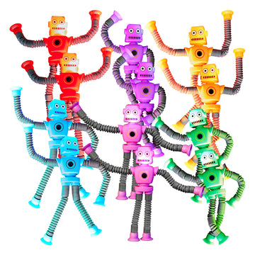 Led Telescopic Suction Cup Robot Toys 12Pack - Shape Changing Educational Fidget Toys, Sensory Toys Adhd Autistic, Stimulating C
