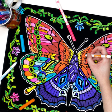 Stuff2Color Geo Butterfly - Fuzzy Coloring Poster - Includes 3 Designs to Color (1 Large, 2 Small) - for Kids, Toddlers, Kids, T