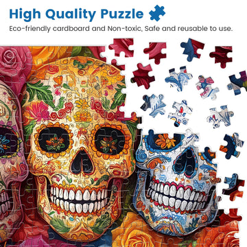500 Pieces Horror Puzzles For Adults | Skull And Flowers Jigsaw Puzzles | Recycled Cardboar Jigsaw Puzzles 500 Pieces | Challenging Family Activity Great Gift Idea For Family Friends | 20.5X 15 Inches